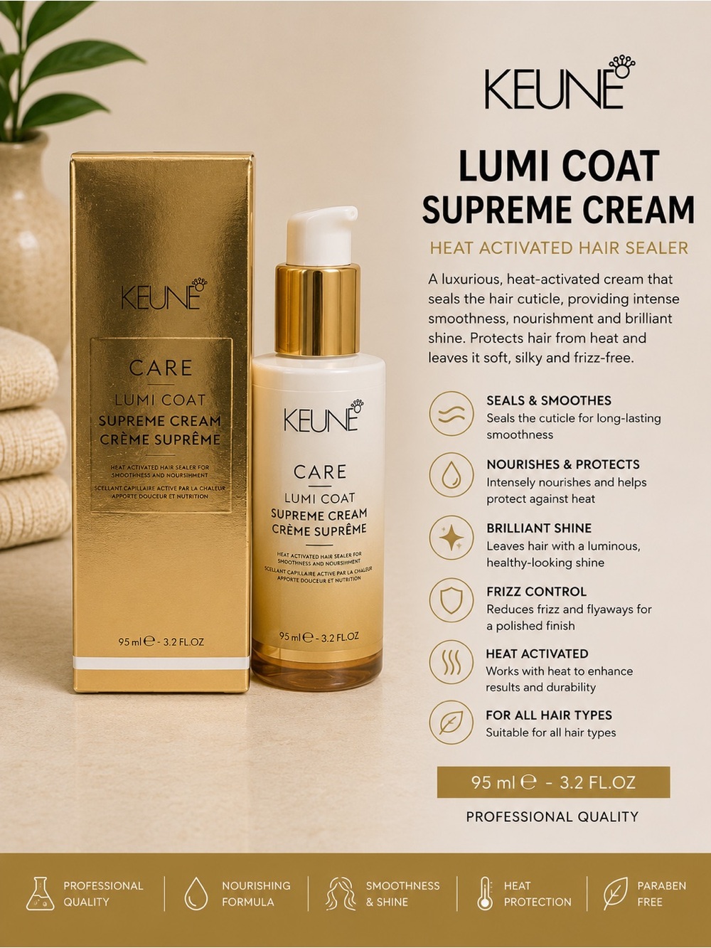 Care Lumi Coat Supreme Cream — Gold & White Heat-Activated Hair Sealer
